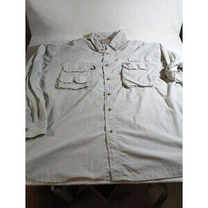 Sports Afield Shirt Mens 2XL Beige Vented Roll Tab Long Sleeve Outdoor Camping